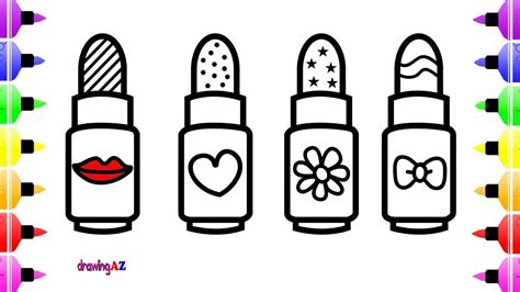 Colouring or coloring pages online give and share about colouring pitures. How to draw Cute Lipstick for Kids | Learn Colors with ...