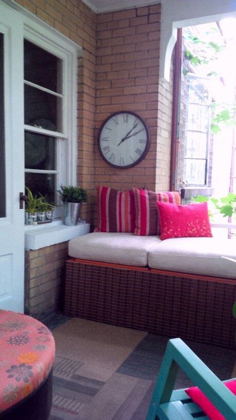 Hidden storage banquette by new eco landscapes. Veranda banquette with storage. | Outdoor living ...