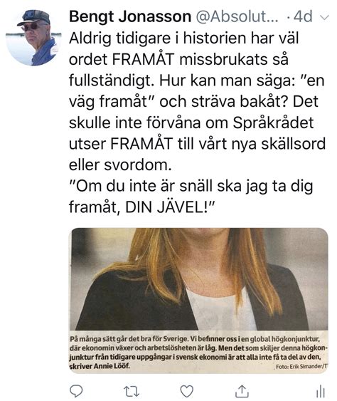 Annie lööf was born on july 16, 1983 in sweden. Ny svordom - missbruk av FRAMÅT - Absolut vetande