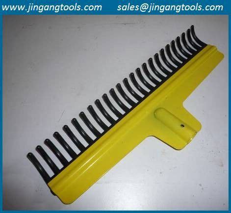 When you're done, test various areas of the pool by holding a large carpenter's level over the soil. rubber garden rake,rubber rakes, 25 teeth rubber rake