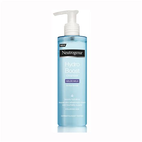 By combining neutrogena® cleansing technology, hydrating agents and hyaluronic acid the formula protects the skin barrier, boosts hydration and helps to lock it in. NEUTROGENA® Hydro Boost Gelée Milk Cleanser