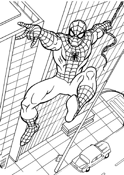 Nothing is impossible to a young mind. Spider man in city coloring pages for kids printable free ...