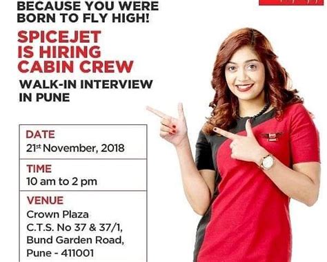 I applied via recruitment consultant and was interviewed before jul, 2020. SPICEJET IS HIRING FEMALE CABIN CREW IN PUNE - Goalsmate ...