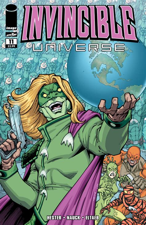 Mark grayson is the hero invincible, whom is a viltrumite/human hybrid. Invincible Universe #11 (Issue)