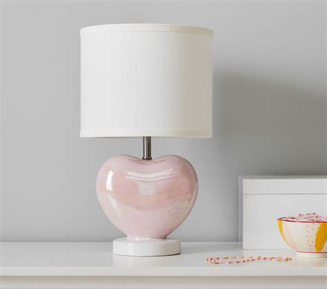 Crafted of ceramic and hand finished in blush pink with white base. Iridescent Heart Table Lamp | Pottery Barn Kids CA