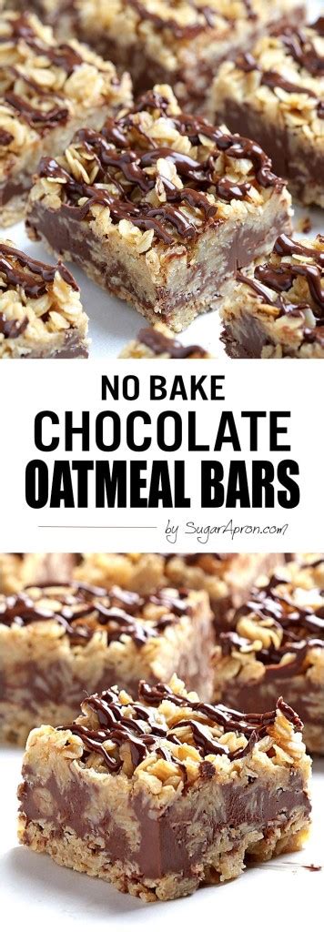 Press 2/3 of the oatmeal mixture in the bottom of the pan, refrigerate while making the filling. No Bake Chocolate Oatmeal Bars - Sugar Apron