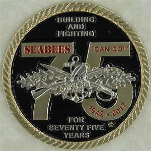 Seabee Cb Fighting And Building 75 Years Navy Challenge Coin Rolyat