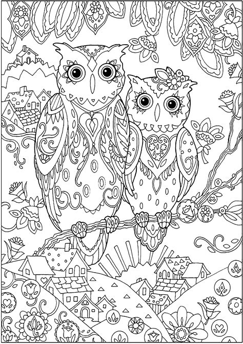 Free printable owl coloring pages for kids of owl coloring pages discover one of the best coloring art provides: Two owls - Owls Adult Coloring Pages