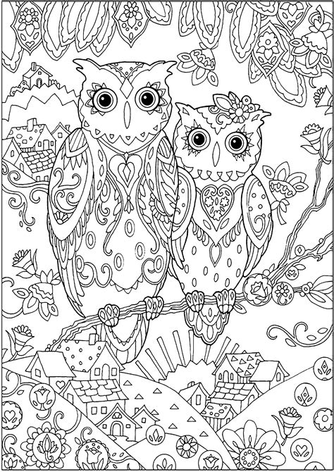 Free printable owl coloring pages for kids of owl coloring pages discover one of the best coloring art provides: Two owls - Owls Adult Coloring Pages