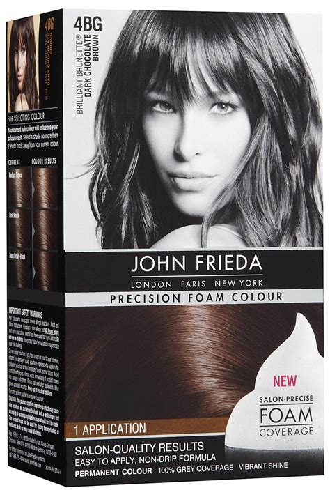 With plenty of hair dye colors to choose from, achieving flawless results with this hair dye is quick and easy. John Frieda Dark Chocolate Brown Precision Foam Color ...