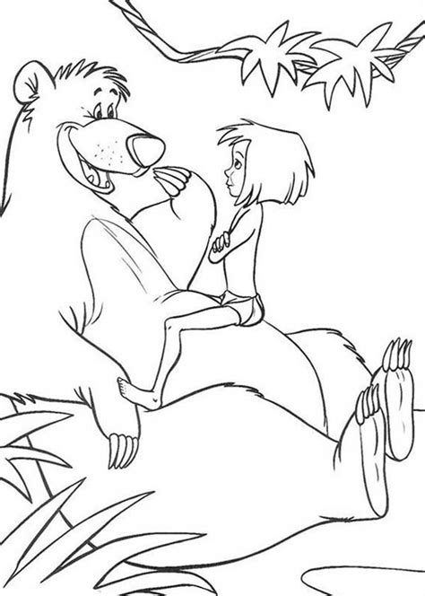 Jungle book colouring pages print jungle book 2 colouring pages. Mowgli Sitting On Baloo Stomach In Jungle Book Coloring ...