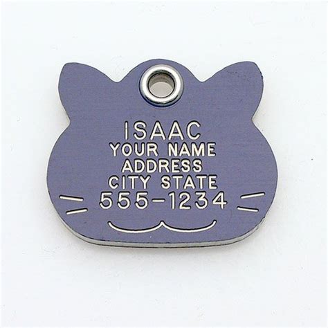 Circle id tag for cat ● material : Pet ID Tag - Cat Face - Custom engraved dog & cat ID tags ...