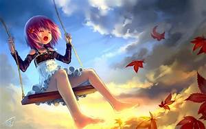 Clouds, Leaves, Lolicon, Anime, Girls, Babycat, Artist, Original