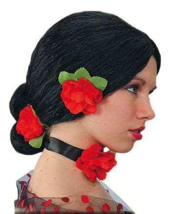 Stoffsammlung zu spanien für die erstellung von referaten, portfolios und steckbriefen beim thema die länder europas in sachkunde in der grundschule. Spanierin Perücke mit Rosen | Schwarze Flamenco Perücke ...