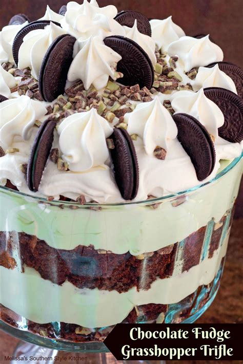 There's nothing trifling about these dramatic desserts and they're as easy as layering cake with fruit, custard, whipped cream, and other surprises. Chocolate Fudge Grasshopper Trifle | Melissa's Southern ...