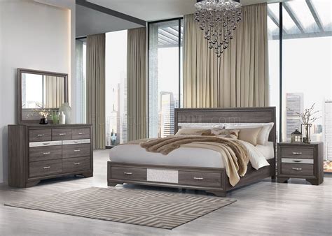 Pair this bedroom furniture with a matching bed set for a coordinated look. Seville Bedroom Set 5Pc in Melamine Grey by Global w/Options