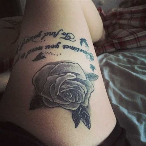Beautiful hand tattoos for girls black and grey flower. 99 Spicy Thigh Tattoos and Designs for Girls