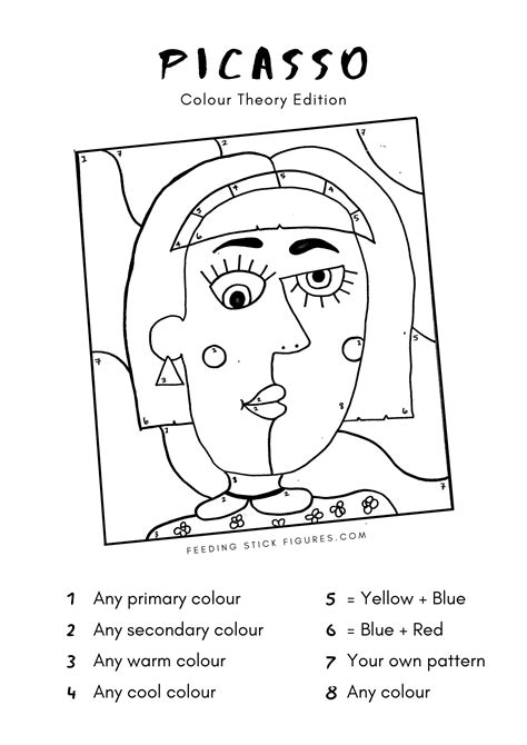 I like to use watercolors because then you can really explore how colors blend. PICASSO Colour By Numbers Activity Sheet in 2020 (mit Bildern)