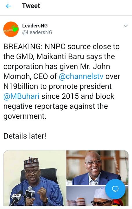 What are you waiting for? NNPC GAVE CHANNELS TV OWNER, JOHN MOMOH 19BIL TO PROMOTE ...