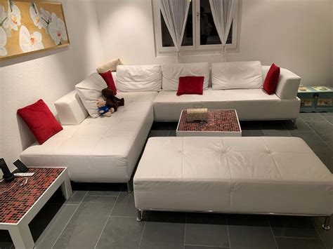 Auch als erweiterung einer schon vorhandenen garnitur kann das möbelstück zusätzlich als. Leder Eck-Sofa Garnitur weiss | Kaufen auf Ricardo