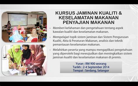 Sistem pengurusan keselamatan makanan yang sangat popular dalam industri makanan berskala besar adalah sistem haccp. KURSUS JAMINAN KUALITI & KESELAMATAN MAKANAN PENYAJIAN ...