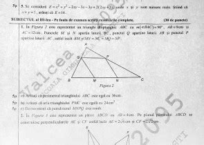 Calendar, programe, metodologie, modele subiecte. Subiecte simulare evaluare nationala 2017 matematica ...