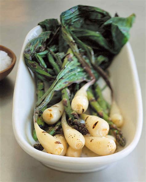 Lay the asparagus on the grill or grill plate in a row. Grilled Ramps with Asparagus | Recipe | Spring onion ...