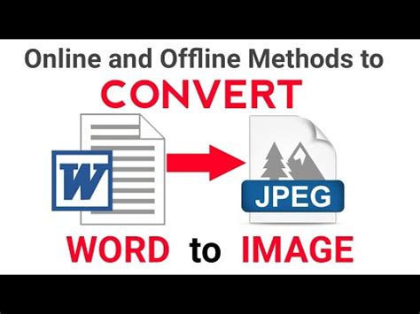 Convert pdf to jpg, image to jpg, or make screenshots by converting from video to jpeg. How to Convert Word File to JPEG/ Image file Hindi - YouTube