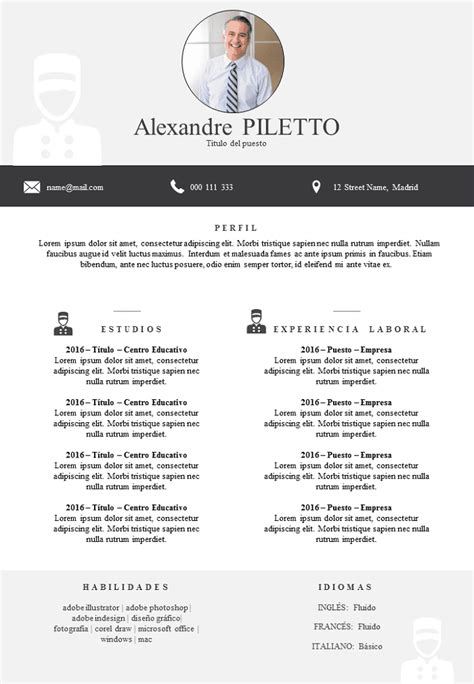 Blank cv templates for hotel …. Modelo de CV Hotelería para Descargar : Libre