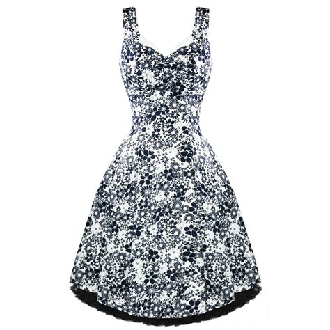 Cornice in ottone e radica di noce con rifinitura argentata posteriore. Vestito Abito da Donna Blu Bianco con Fiori Stile Vintage ...