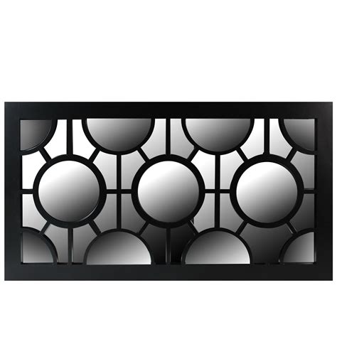 Long narrow rectangular wall mirror 35.4, painting on glass long black mirror wall art, gold leaf wood framed narrow mirror decorative. 25.5" Black Framed Geometric Circles Rectangular Wall ...