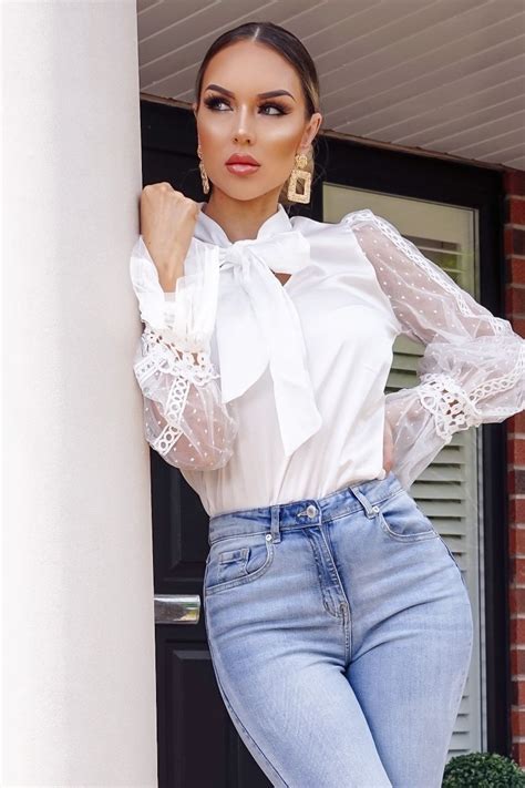 Shop for girls white satin blouse online at target. Wholesale Sheer Lace Trim Sleeve Satin Pussy Bow Blouse ...