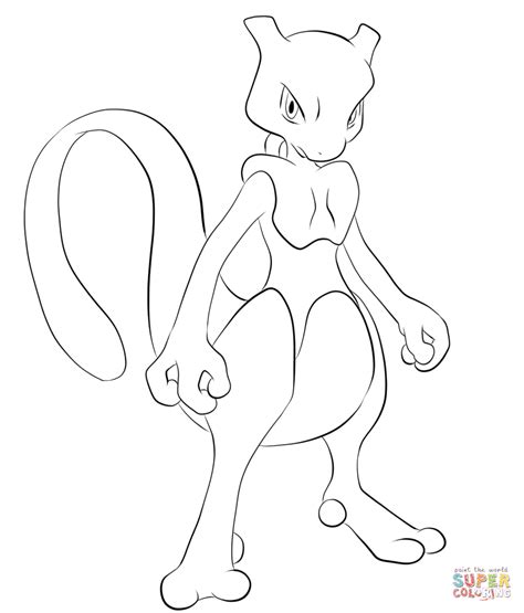 Pero, a pesar de que el hombre creó su cuerpo, dotar a mewtwo de un corazón compasivo quedó en el olvido. Pokemon Mewtwo Coloring Pages Sketch Coloring Page