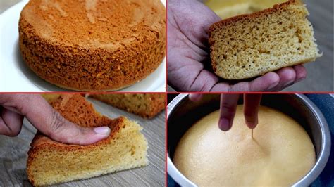 If your sponge cakes seem to always have a dark, crunchy edge, then it's likely you're greasing the tin too generously. Sponge cake without oven and without beater | How to make sponge cake without gas stove and ...