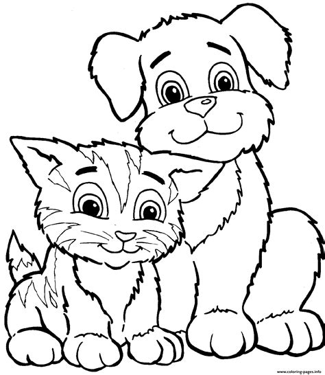 Download Print cute cat and dog sd7c2 Coloring pages Free Printable ...