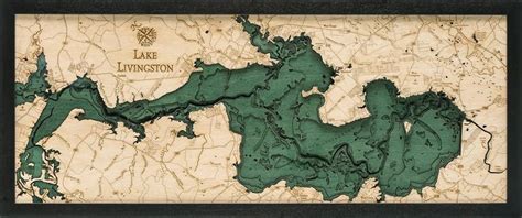 Amazon com bantam lake litchfield county ct 2d. Lake Livingston Wood Carved Topographic Depth Chart / Map ...