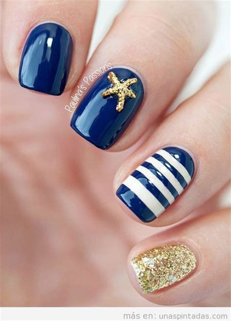 Uñas marineras rojas / 400 fotos de unas decoradas 2021 disenos de unas para manos y pies modaellas com : Uñas Marineras Azules - Decoracion De Unas Azules 50 ...