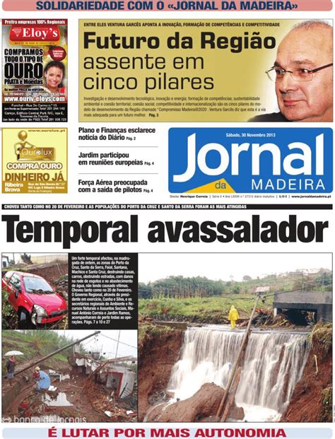 Diario de noticias da madeira. Capa - Jornal da Madeira de 2013-11-24