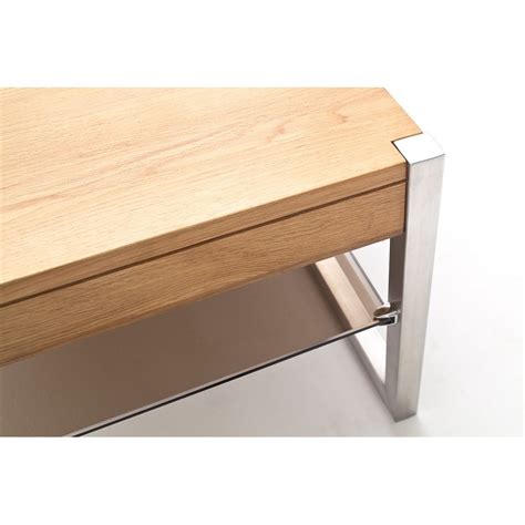 Gorgeous glass top, wood base and brushed steel chrome legs, the original brayden studio® coffee. Mona - Oak coffee table with stainless steel legs - Coffee ...