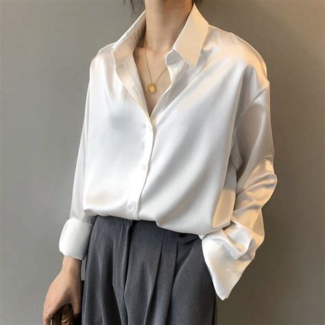 By continuing to use aliexpress you accept our use of cookies (view more on our privacy policy). 2020 2020 Fashion Button Up Satin Silk Blouse Shirt Women ...
