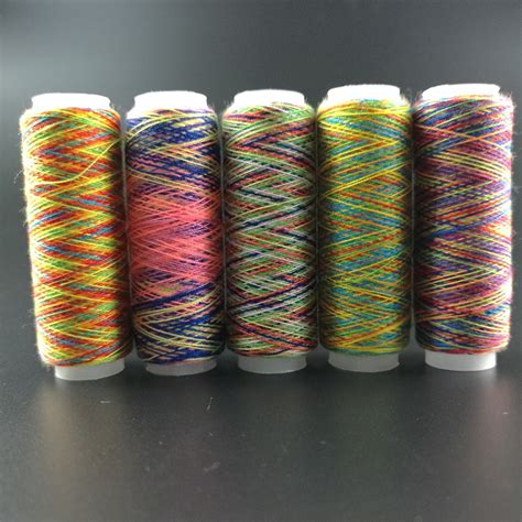 5Pcs/pack Rainbow Color Sewing Thread Hand Quilting Embroidery Sewing Thread for Home DIY Sewing ...