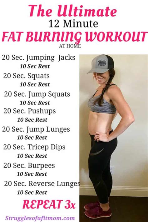 Great for the active fit girl. 12 Minute Quick Fat Burning Workout At Home For Busy Moms