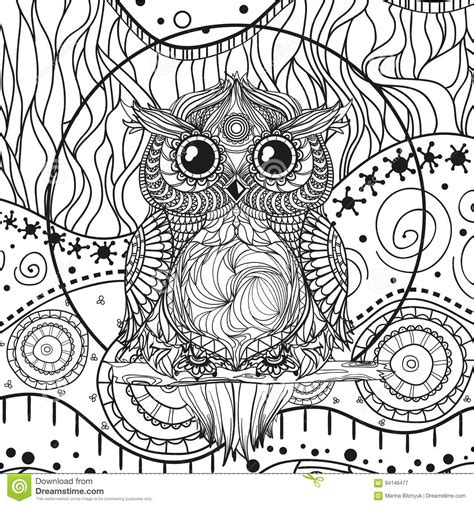 Owl dream catcher big sizes reusable. Mandala mit Eule vektor abbildung. Illustration von ...