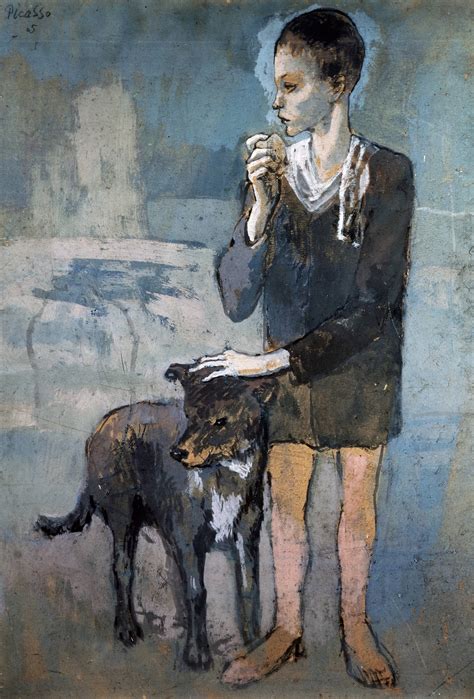 Blaue periode melancholie und düstere stimmung. Pablo Picasso, " Boy with a Dog", 1905, The State ...