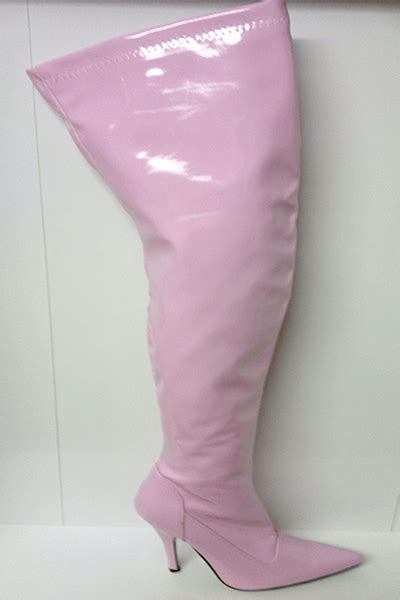 Boots, flats, slippers, sneakers, wedges, pumps Thigh High Pink Patent PVC Boots - Wicked Waists