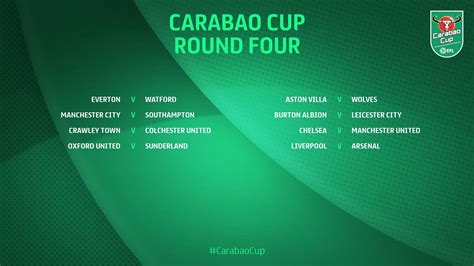 Carabao cup fixtures continue in the 2020/21 football season with live games on tv and plenty more to come. Breaking: Chelsea gets Man Utd, Liverpool draw Arsenal in the fourth round of the Carabao Cup ...