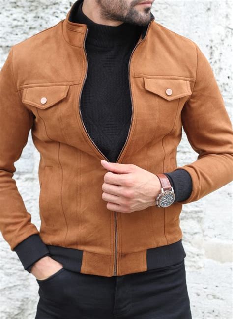 Mens slim fit woolen trench coat warm cotton padded jacket lapel parka outweartop rated seller. GentWith Calvin Camel Slim Fit Suede Leather Coat - Gent With