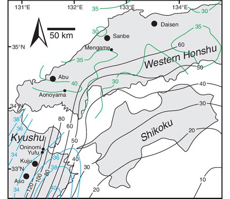 (1) r s bernstein, p j baxter, h falk, r ing, l foster, and f. Regional location map of southwest Japan volcanoes referred to in text.... | Download Scientific ...