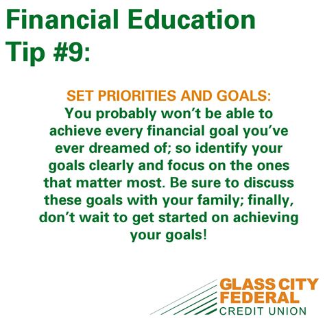 Financial Education Tip #9: Set Priorities and Goals | Financial education, Financial health ...