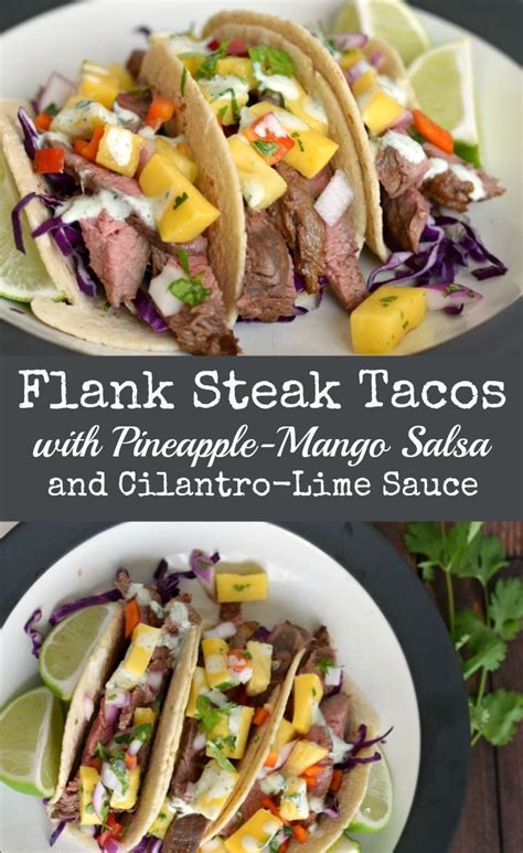 For mango cilantro sauce, peel mango and remove flesh from pit. Steak Tacos with Pineapple-Mango Salsa & Cilantro-Lime ...